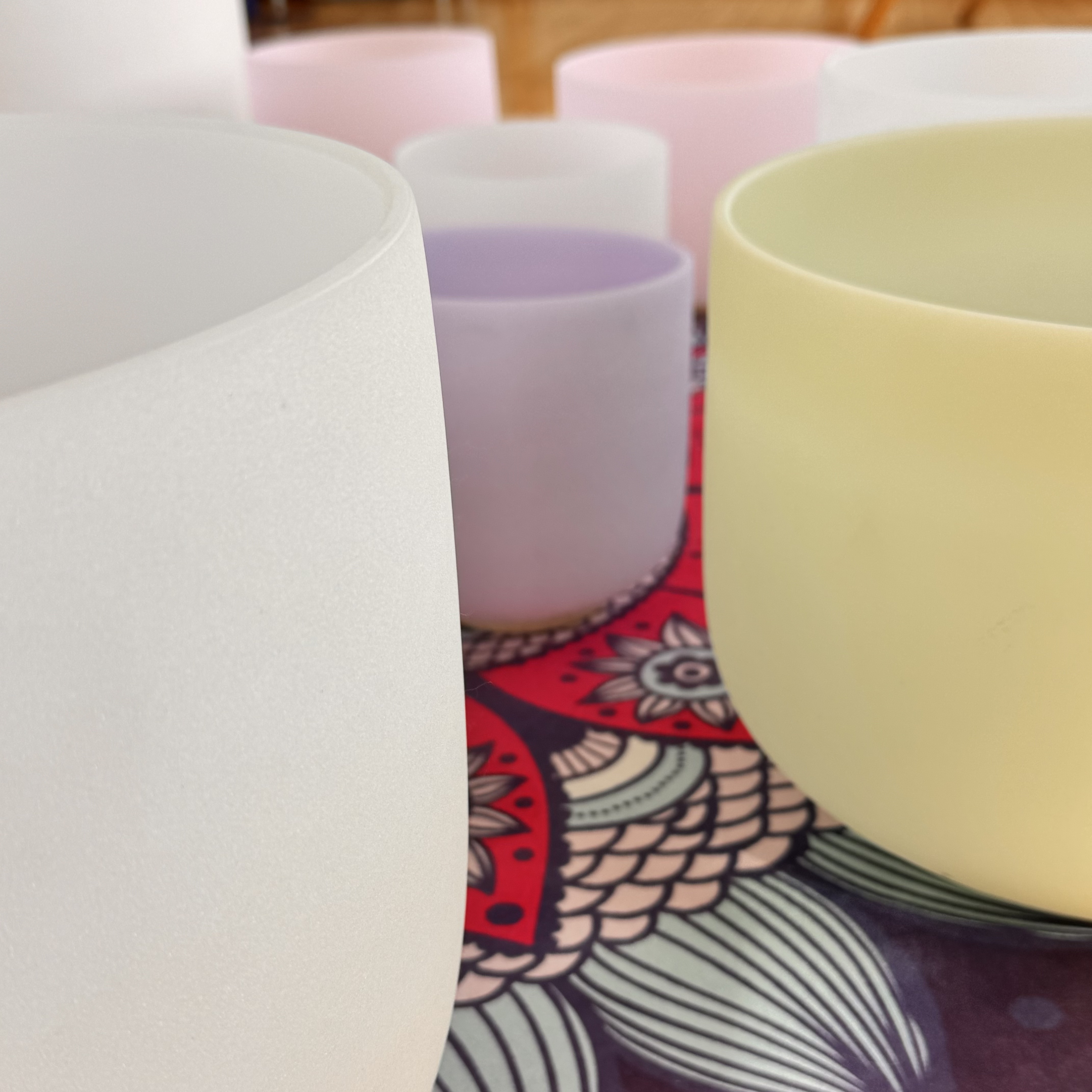 Sound bath with crystal singing bowls in Lac La Hache, BC, Canada